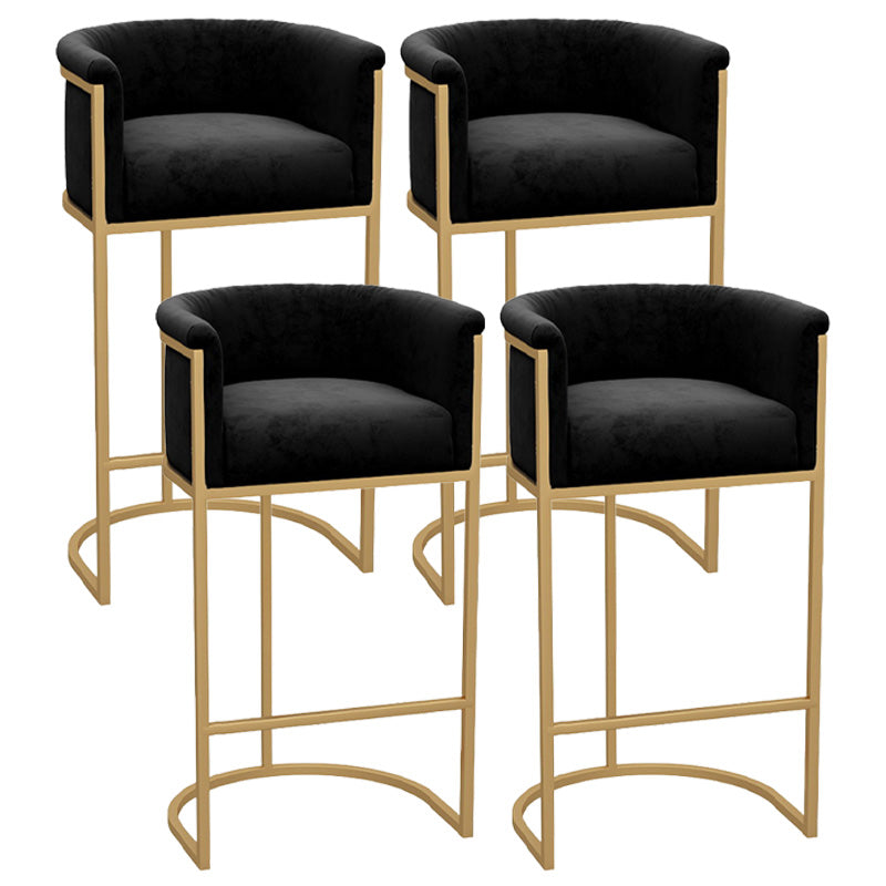 Glam Armrest Backrest Counter Stool Iron Milk Tea Shop Bar Stool with Cushion and Pedal Black 4 Piece Set Clearhalo 'Bar Furniture' 'Bar Stools' 'bar_stools' 'furn' 'furn_bar_stools' 'furniture_bar_stools' 'Kitchen & Dining Furniture' 'kitchen&dining_furn' 'kitchen' 'kitchen_furn' Furniture' 4587162