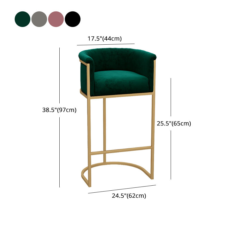 Glam Armrest Backrest Counter Stool Iron Milk Tea Shop Bar Stool with Cushion and Pedal Clearhalo 'Bar Furniture' 'Bar Stools' 'bar_stools' 'furn' 'furn_bar_stools' 'furniture_bar_stools' 'Kitchen & Dining Furniture' 'kitchen&dining_furn' 'kitchen' 'kitchen_furn' Furniture' 4587163