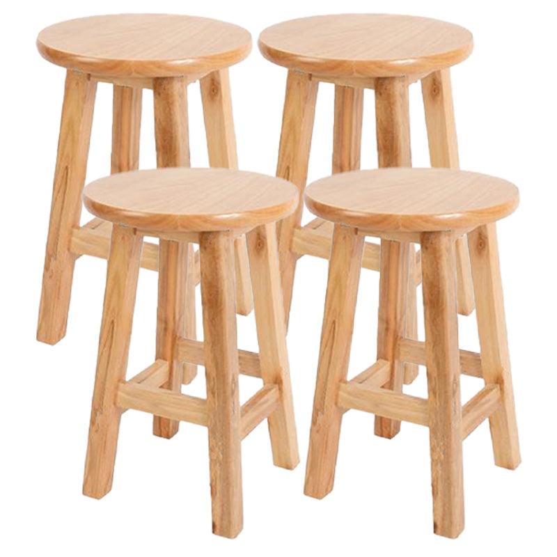 Modern Armless Counter Stool Wood Bar Stool with Wooden Seat and Pedal 4 Piece Set Short Stool(18"H) Clearhalo 'Bar Furniture' 'Bar Stools' 'bar_stools' 'furn' 'furn_bar_stools' 'furniture_bar_stools' 'Kitchen & Dining Furniture' 'kitchen&dining_furn' 'kitchen' 'kitchen_furn' Furniture' 4587209