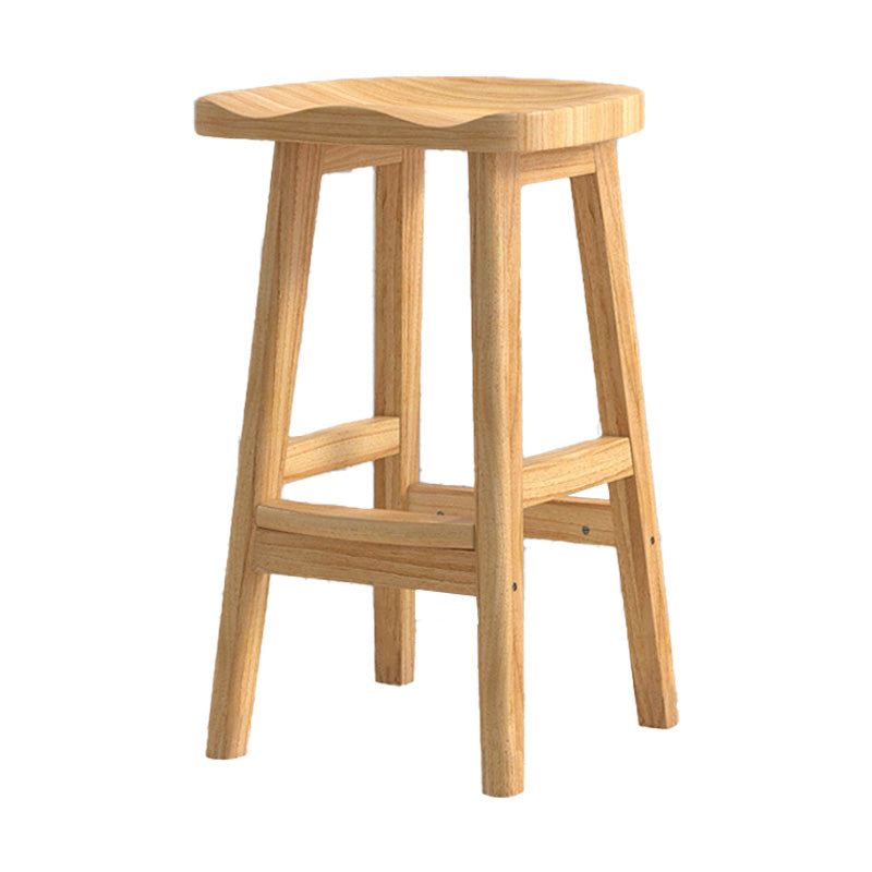 Contemporary Solid Wood Bar Stool Indoor Barstools with Wood Seat and Footrest Wood 1 Piece Bar Stool (28" H) Clearhalo 'Bar Furniture' 'Bar Stools' 'bar_stools' 'furn' 'furn_bar_stools' 'furniture_bar_stools' 'Kitchen & Dining Furniture' 'kitchen&dining_furn' 'kitchen' 'kitchen_furn' Furniture' 4587228