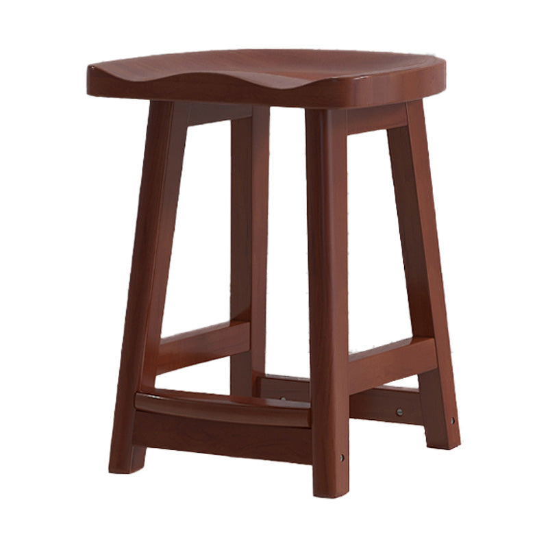 Contemporary Solid Wood Bar Stool Indoor Barstools with Wood Seat and Footrest Walnut 1 Piece Short Stool(20"H) Clearhalo 'Bar Furniture' 'Bar Stools' 'bar_stools' 'furn' 'furn_bar_stools' 'furniture_bar_stools' 'Kitchen & Dining Furniture' 'kitchen&dining_furn' 'kitchen' 'kitchen_furn' Furniture' 4587233