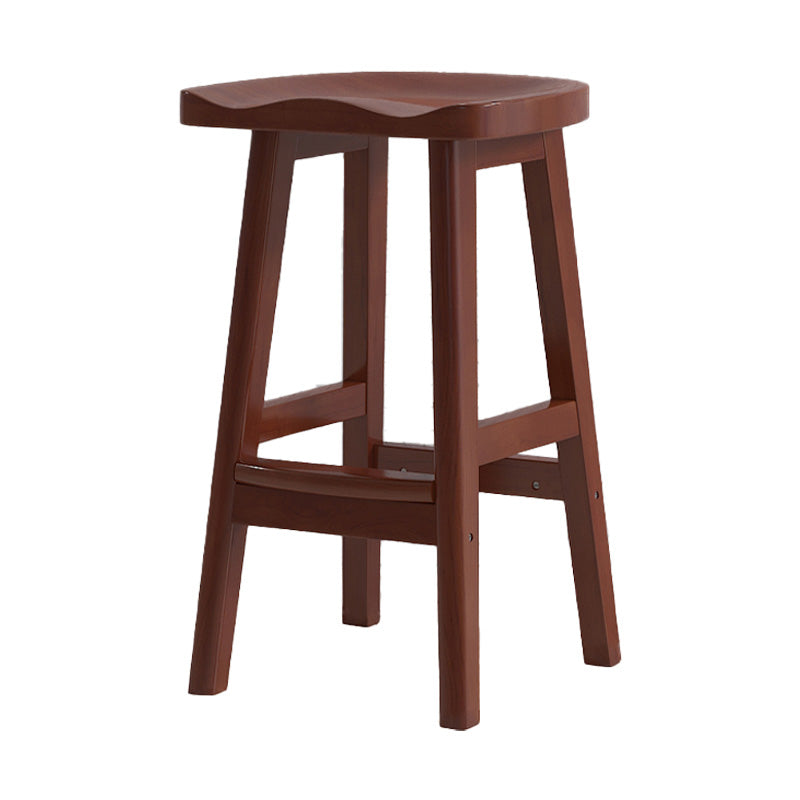 Contemporary Solid Wood Bar Stool Indoor Barstools with Wood Seat and Footrest Walnut 1 Piece Bar Stool (28" H) Clearhalo 'Bar Furniture' 'Bar Stools' 'bar_stools' 'furn' 'furn_bar_stools' 'furniture_bar_stools' 'Kitchen & Dining Furniture' 'kitchen&dining_furn' 'kitchen' 'kitchen_furn' Furniture' 4587237