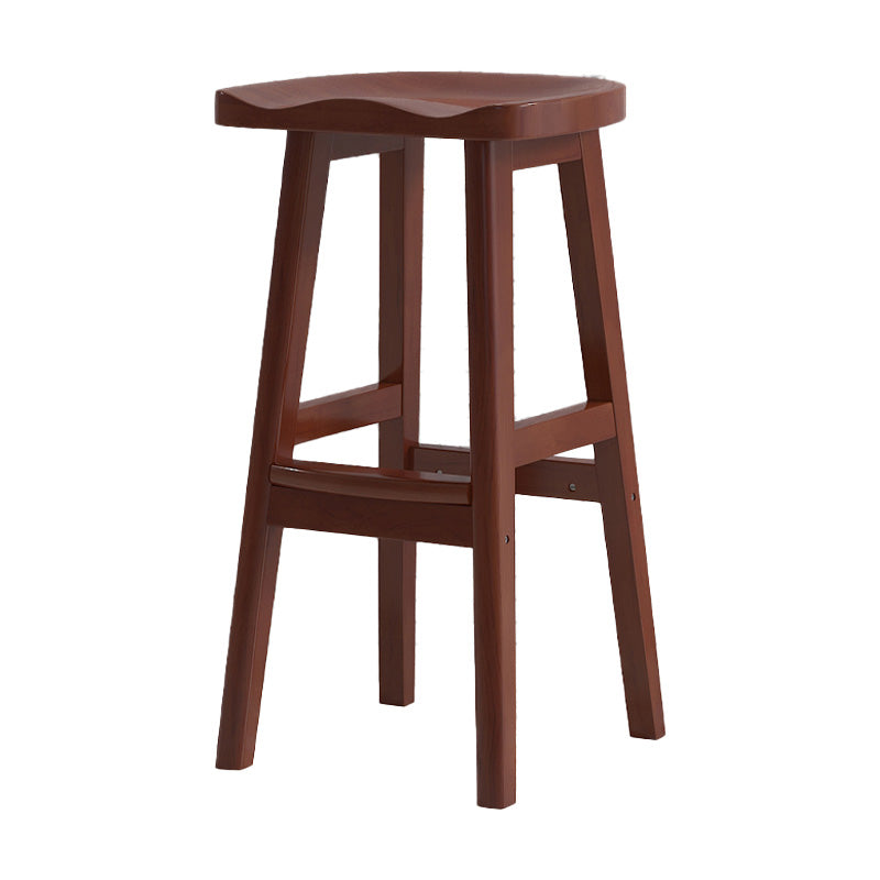 Contemporary Solid Wood Bar Stool Indoor Barstools with Wood Seat and Footrest Walnut 1 Piece Bar Stool(31"H) Clearhalo 'Bar Furniture' 'Bar Stools' 'bar_stools' 'furn' 'furn_bar_stools' 'furniture_bar_stools' 'Kitchen & Dining Furniture' 'kitchen&dining_furn' 'kitchen' 'kitchen_furn' Furniture' 4587239
