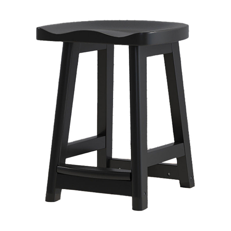 Contemporary Solid Wood Bar Stool Indoor Barstools with Wood Seat and Footrest Gloss Black 1 Piece Short Stool(20"H) Clearhalo 'Bar Furniture' 'Bar Stools' 'bar_stools' 'furn' 'furn_bar_stools' 'furniture_bar_stools' 'Kitchen & Dining Furniture' 'kitchen&dining_furn' 'kitchen' 'kitchen_furn' Furniture' 4587240