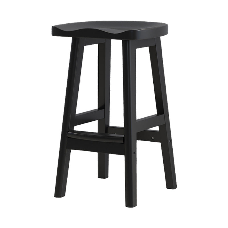 Contemporary Solid Wood Bar Stool Indoor Barstools with Wood Seat and Footrest Gloss Black 1 Piece Bar Stool (28" H) Clearhalo 'Bar Furniture' 'Bar Stools' 'bar_stools' 'furn' 'furn_bar_stools' 'furniture_bar_stools' 'Kitchen & Dining Furniture' 'kitchen&dining_furn' 'kitchen' 'kitchen_furn' Furniture' 4587242
