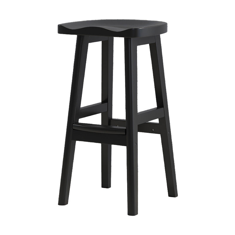 Contemporary Solid Wood Bar Stool Indoor Barstools with Wood Seat and Footrest Gloss Black 1 Piece Bar Stool(31"H) Clearhalo 'Bar Furniture' 'Bar Stools' 'bar_stools' 'furn' 'furn_bar_stools' 'furniture_bar_stools' 'Kitchen & Dining Furniture' 'kitchen&dining_furn' 'kitchen' 'kitchen_furn' Furniture' 4587243