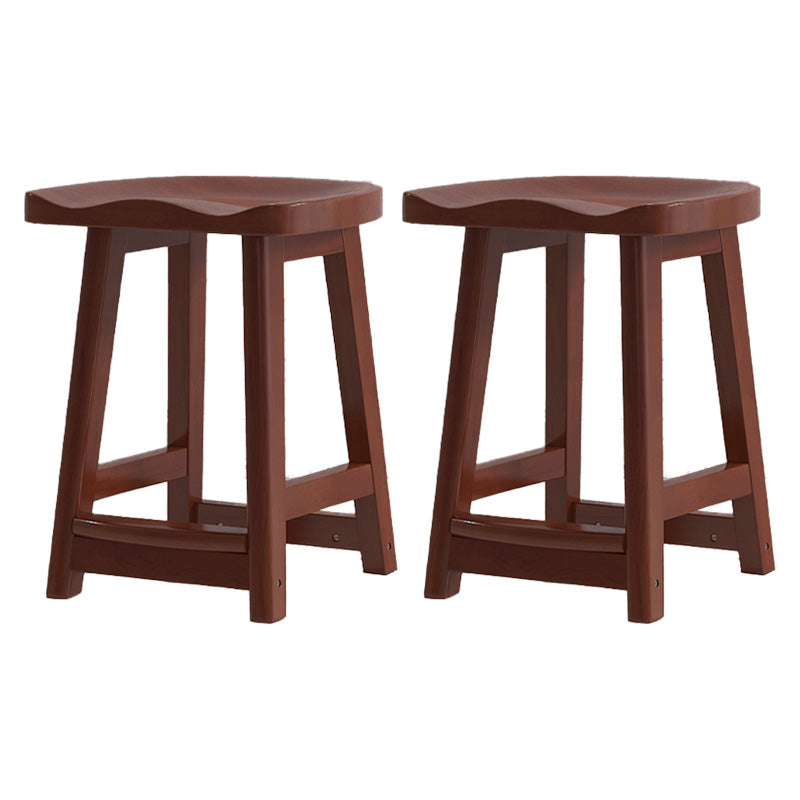 Contemporary Solid Wood Bar Stool Indoor Barstools with Wood Seat and Footrest Walnut 2 Piece Set Short Stool(20"H) Clearhalo 'Bar Furniture' 'Bar Stools' 'bar_stools' 'furn' 'furn_bar_stools' 'furniture_bar_stools' 'Kitchen & Dining Furniture' 'kitchen&dining_furn' 'kitchen' 'kitchen_furn' Furniture' 4587248