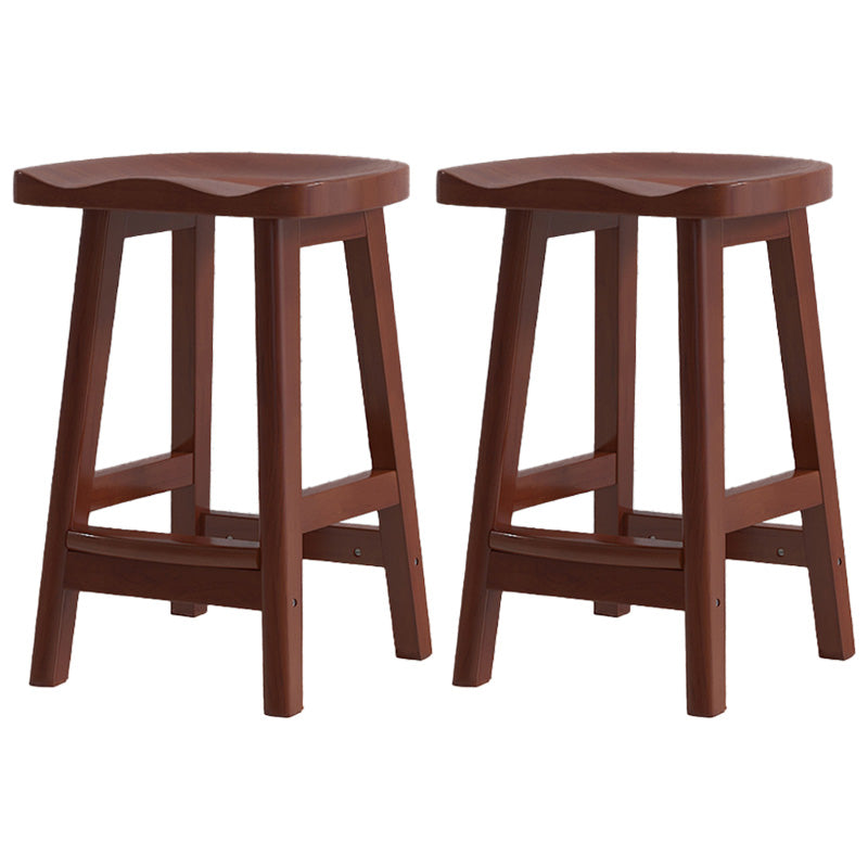 Contemporary Solid Wood Bar Stool Indoor Barstools with Wood Seat and Footrest Walnut 2 Piece Set Counter Stool (24"H) Clearhalo 'Bar Furniture' 'Bar Stools' 'bar_stools' 'furn' 'furn_bar_stools' 'furniture_bar_stools' 'Kitchen & Dining Furniture' 'kitchen&dining_furn' 'kitchen' 'kitchen_furn' Furniture' 4587249