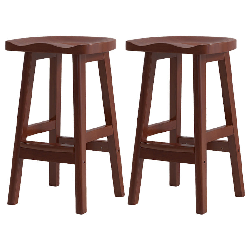 Contemporary Solid Wood Bar Stool Indoor Barstools with Wood Seat and Footrest Walnut 2 Piece Set Bar Stool (28" H) Clearhalo 'Bar Furniture' 'Bar Stools' 'bar_stools' 'furn' 'furn_bar_stools' 'furniture_bar_stools' 'Kitchen & Dining Furniture' 'kitchen&dining_furn' 'kitchen' 'kitchen_furn' Furniture' 4587250