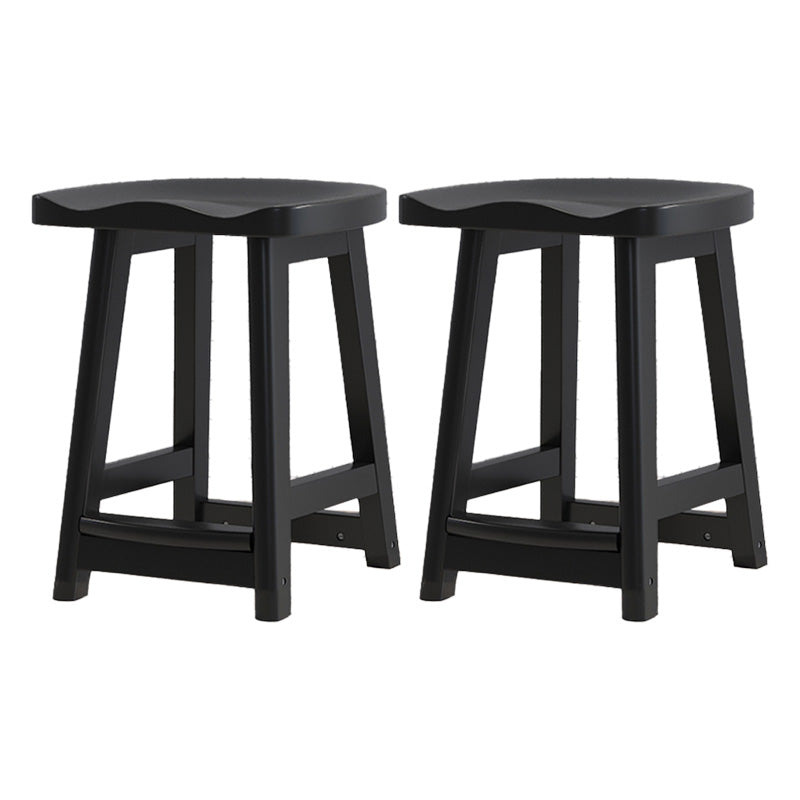 Contemporary Solid Wood Bar Stool Indoor Barstools with Wood Seat and Footrest Gloss Black 2 Piece Set Short Stool(20"H) Clearhalo 'Bar Furniture' 'Bar Stools' 'bar_stools' 'furn' 'furn_bar_stools' 'furniture_bar_stools' 'Kitchen & Dining Furniture' 'kitchen&dining_furn' 'kitchen' 'kitchen_furn' Furniture' 4587252