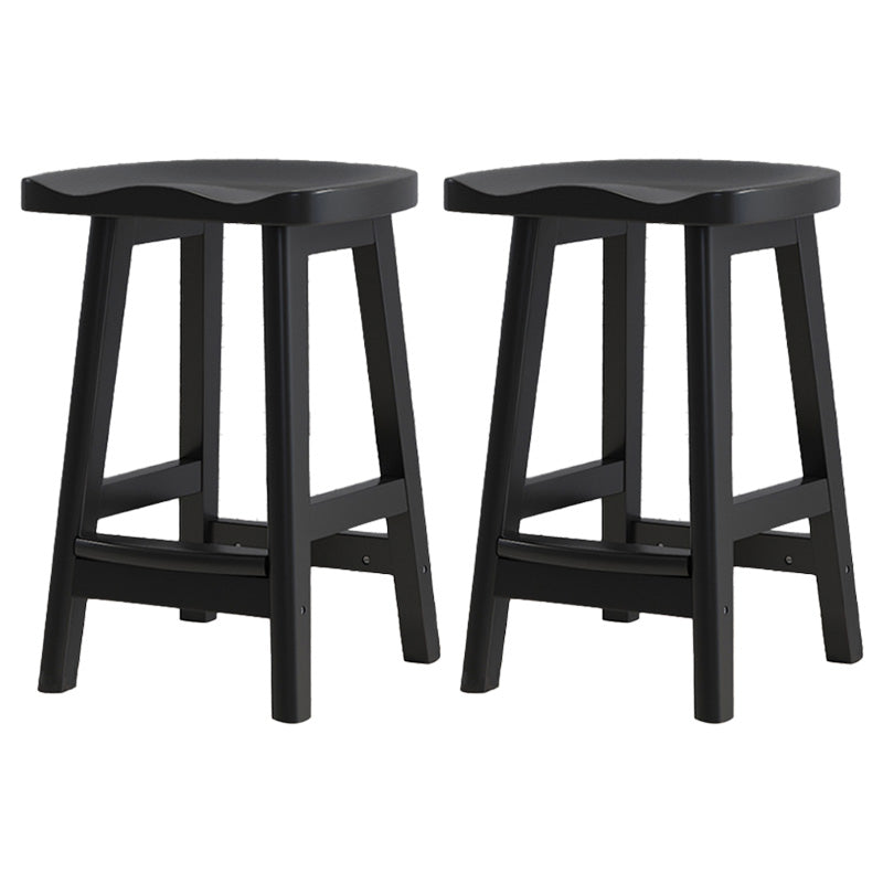 Contemporary Solid Wood Bar Stool Indoor Barstools with Wood Seat and Footrest Gloss Black 2 Piece Set Counter Stool (24"H) Clearhalo 'Bar Furniture' 'Bar Stools' 'bar_stools' 'furn' 'furn_bar_stools' 'furniture_bar_stools' 'Kitchen & Dining Furniture' 'kitchen&dining_furn' 'kitchen' 'kitchen_furn' Furniture' 4587253