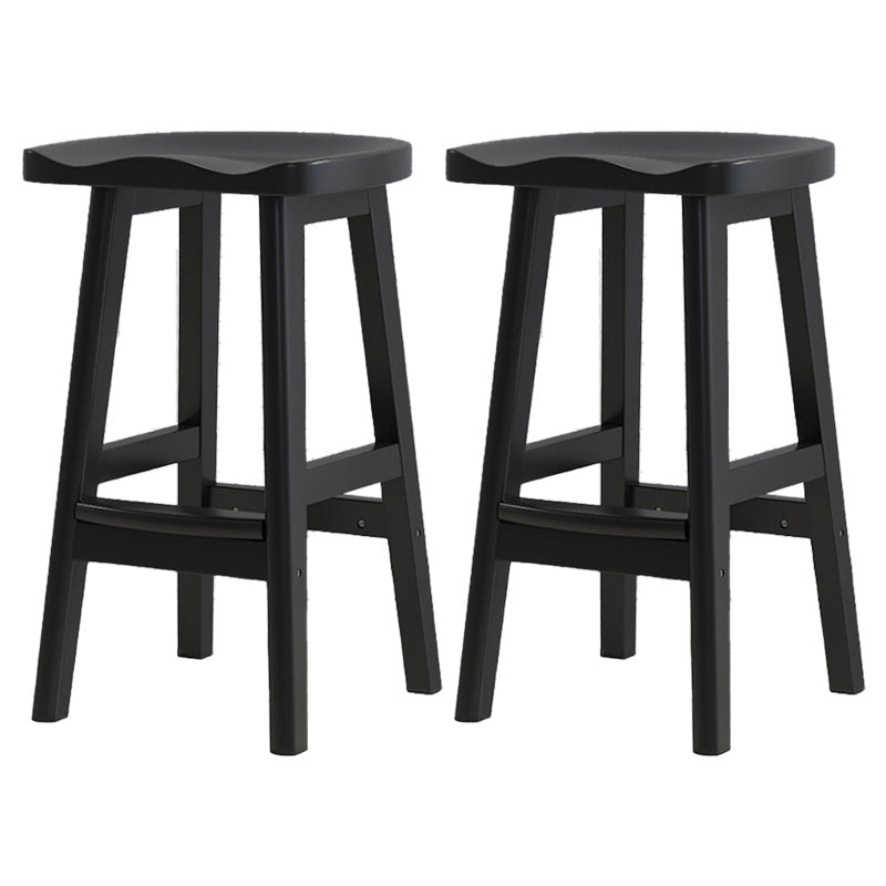 Contemporary Solid Wood Bar Stool Indoor Barstools with Wood Seat and Footrest Gloss Black 2 Piece Set Bar Stool (28" H) Clearhalo 'Bar Furniture' 'Bar Stools' 'bar_stools' 'furn' 'furn_bar_stools' 'furniture_bar_stools' 'Kitchen & Dining Furniture' 'kitchen&dining_furn' 'kitchen' 'kitchen_furn' Furniture' 4587254