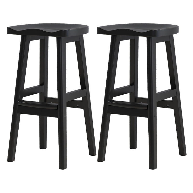 Contemporary Solid Wood Bar Stool Indoor Barstools with Wood Seat and Footrest Gloss Black 2 Piece Set Bar Stool(31"H) Clearhalo 'Bar Furniture' 'Bar Stools' 'bar_stools' 'furn' 'furn_bar_stools' 'furniture_bar_stools' 'Kitchen & Dining Furniture' 'kitchen&dining_furn' 'kitchen' 'kitchen_furn' Furniture' 4587255