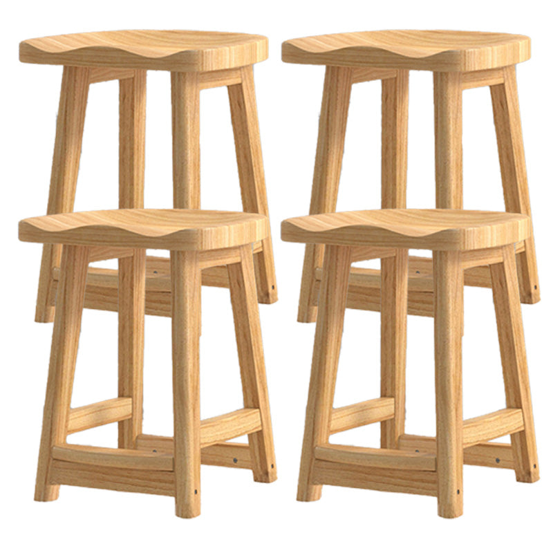 Contemporary Solid Wood Bar Stool Indoor Barstools with Wood Seat and Footrest Wood 4 Piece Set Short Stool(20"H) Clearhalo 'Bar Furniture' 'Bar Stools' 'bar_stools' 'furn' 'furn_bar_stools' 'furniture_bar_stools' 'Kitchen & Dining Furniture' 'kitchen&dining_furn' 'kitchen' 'kitchen_furn' Furniture' 4587256