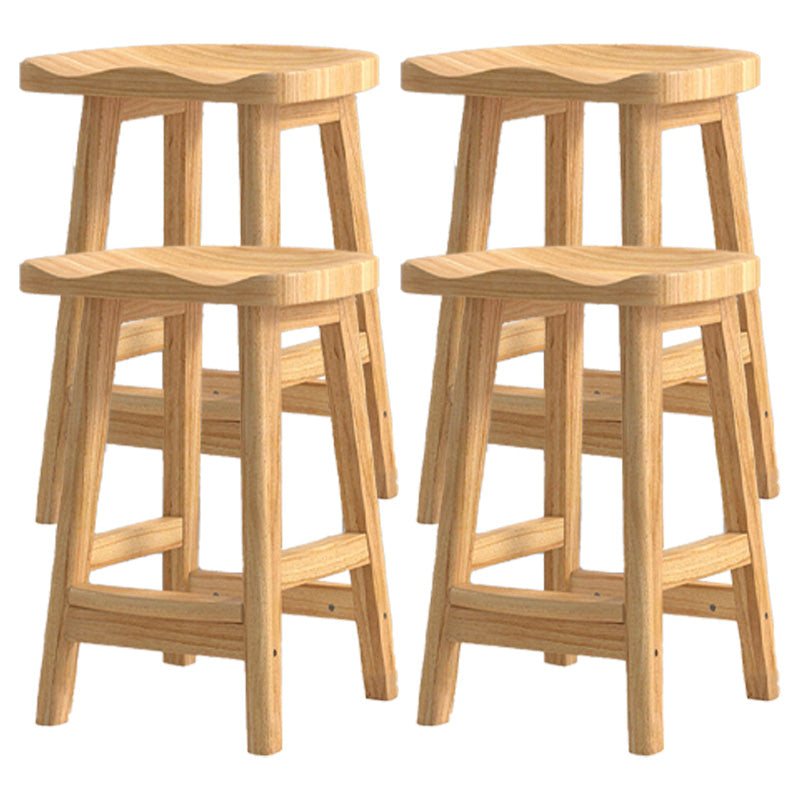 Contemporary Solid Wood Bar Stool Indoor Barstools with Wood Seat and Footrest Wood 4 Piece Set Counter Stool (24"H) Clearhalo 'Bar Furniture' 'Bar Stools' 'bar_stools' 'furn' 'furn_bar_stools' 'furniture_bar_stools' 'Kitchen & Dining Furniture' 'kitchen&dining_furn' 'kitchen' 'kitchen_furn' Furniture' 4587257