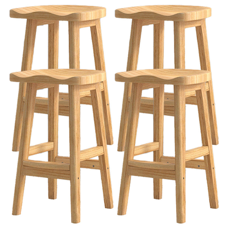 Contemporary Solid Wood Bar Stool Indoor Barstools with Wood Seat and Footrest Wood 4 Piece Set Bar Stool (28" H) Clearhalo 'Bar Furniture' 'Bar Stools' 'bar_stools' 'furn' 'furn_bar_stools' 'furniture_bar_stools' 'Kitchen & Dining Furniture' 'kitchen&dining_furn' 'kitchen' 'kitchen_furn' Furniture' 4587258