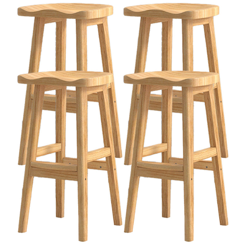 Contemporary Solid Wood Bar Stool Indoor Barstools with Wood Seat and Footrest Wood 4 Piece Set Bar Stool(31"H) Clearhalo 'Bar Furniture' 'Bar Stools' 'bar_stools' 'furn' 'furn_bar_stools' 'furniture_bar_stools' 'Kitchen & Dining Furniture' 'kitchen&dining_furn' 'kitchen' 'kitchen_furn' Furniture' 4587259