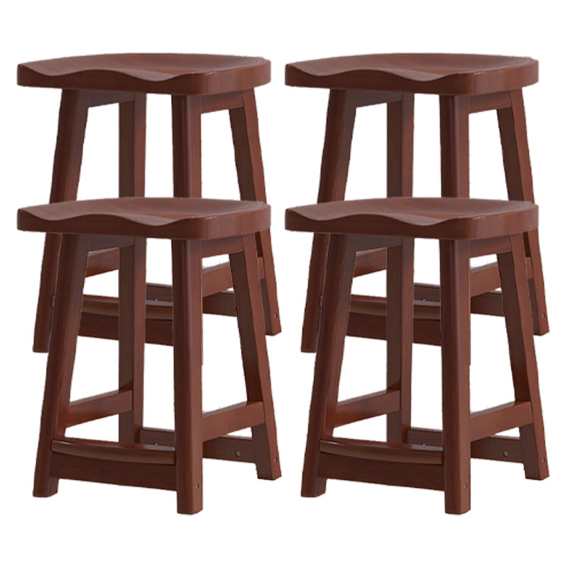 Contemporary Solid Wood Bar Stool Indoor Barstools with Wood Seat and Footrest Walnut 4 Piece Set Short Stool(20"H) Clearhalo 'Bar Furniture' 'Bar Stools' 'bar_stools' 'furn' 'furn_bar_stools' 'furniture_bar_stools' 'Kitchen & Dining Furniture' 'kitchen&dining_furn' 'kitchen' 'kitchen_furn' Furniture' 4587260