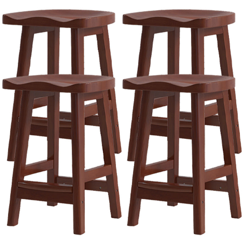 Contemporary Solid Wood Bar Stool Indoor Barstools with Wood Seat and Footrest Walnut 4 Piece Set Counter Stool (24"H) Clearhalo 'Bar Furniture' 'Bar Stools' 'bar_stools' 'furn' 'furn_bar_stools' 'furniture_bar_stools' 'Kitchen & Dining Furniture' 'kitchen&dining_furn' 'kitchen' 'kitchen_furn' Furniture' 4587261