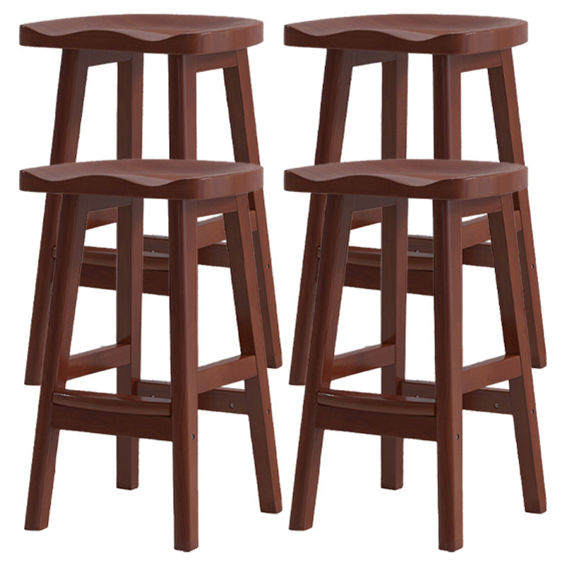 Contemporary Solid Wood Bar Stool Indoor Barstools with Wood Seat and Footrest Walnut 4 Piece Set Bar Stool (28" H) Clearhalo 'Bar Furniture' 'Bar Stools' 'bar_stools' 'furn' 'furn_bar_stools' 'furniture_bar_stools' 'Kitchen & Dining Furniture' 'kitchen&dining_furn' 'kitchen' 'kitchen_furn' Furniture' 4587262