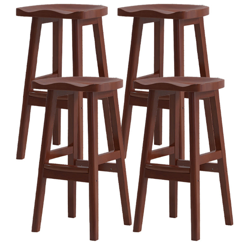 Contemporary Solid Wood Bar Stool Indoor Barstools with Wood Seat and Footrest Walnut 4 Piece Set Bar Stool(31"H) Clearhalo 'Bar Furniture' 'Bar Stools' 'bar_stools' 'furn' 'furn_bar_stools' 'furniture_bar_stools' 'Kitchen & Dining Furniture' 'kitchen&dining_furn' 'kitchen' 'kitchen_furn' Furniture' 4587263