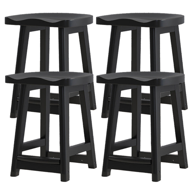 Contemporary Solid Wood Bar Stool Indoor Barstools with Wood Seat and Footrest Gloss Black 4 Piece Set Short Stool(20"H) Clearhalo 'Bar Furniture' 'Bar Stools' 'bar_stools' 'furn' 'furn_bar_stools' 'furniture_bar_stools' 'Kitchen & Dining Furniture' 'kitchen&dining_furn' 'kitchen' 'kitchen_furn' Furniture' 4587264