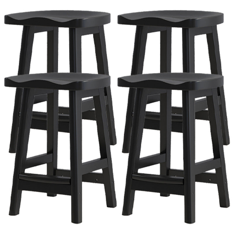 Contemporary Solid Wood Bar Stool Indoor Barstools with Wood Seat and Footrest Gloss Black 4 Piece Set Counter Stool (24"H) Clearhalo 'Bar Furniture' 'Bar Stools' 'bar_stools' 'furn' 'furn_bar_stools' 'furniture_bar_stools' 'Kitchen & Dining Furniture' 'kitchen&dining_furn' 'kitchen' 'kitchen_furn' Furniture' 4587265