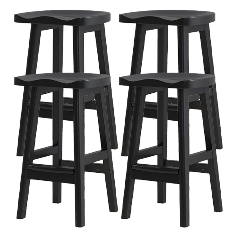 Contemporary Solid Wood Bar Stool Indoor Barstools with Wood Seat and Footrest Gloss Black 4 Piece Set Bar Stool (28" H) Clearhalo 'Bar Furniture' 'Bar Stools' 'bar_stools' 'furn' 'furn_bar_stools' 'furniture_bar_stools' 'Kitchen & Dining Furniture' 'kitchen&dining_furn' 'kitchen' 'kitchen_furn' Furniture' 4587266