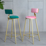 Glam Armless Backrest Counter Stool Steel Cafe Bar Stool with Velvet Cushion and Pedal Clearhalo 'Bar Furniture' 'Bar Stools' 'bar_stools' 'furn' 'furn_bar_stools' 'furniture_bar_stools' 'Kitchen & Dining Furniture' 'kitchen&dining_furn' 'kitchen' 'kitchen_furn' Furniture' 4587295