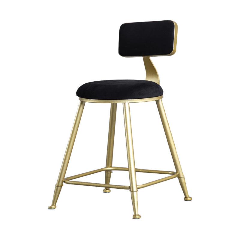 Glam Armless Backrest Counter Stool Steel Cafe Bar Stool with Velvet Cushion and Pedal Black 1 Piece Short Stool(18"H) Clearhalo 'Bar Furniture' 'Bar Stools' 'bar_stools' 'furn' 'furn_bar_stools' 'furniture_bar_stools' 'Kitchen & Dining Furniture' 'kitchen&dining_furn' 'kitchen' 'kitchen_furn' Furniture' 4587299