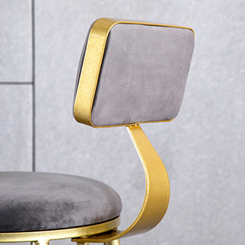Glam Armless Backrest Counter Stool Steel Cafe Bar Stool with Velvet Cushion and Pedal Clearhalo 'Bar Furniture' 'Bar Stools' 'bar_stools' 'furn' 'furn_bar_stools' 'furniture_bar_stools' 'Kitchen & Dining Furniture' 'kitchen&dining_furn' 'kitchen' 'kitchen_furn' Furniture' 4587303