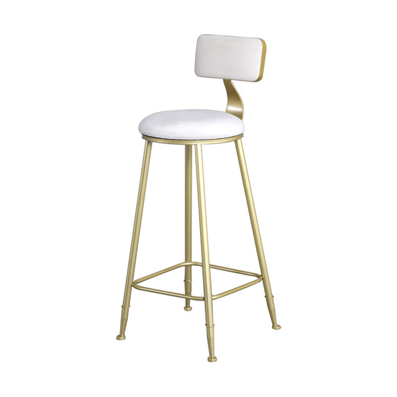 Glam Armless Backrest Counter Stool Steel Cafe Bar Stool with Velvet Cushion and Pedal White 1 Piece Clearhalo 'Bar Furniture' 'Bar Stools' 'bar_stools' 'furn' 'furn_bar_stools' 'furniture_bar_stools' 'Kitchen & Dining Furniture' 'kitchen&dining_furn' 'kitchen' 'kitchen_furn' Furniture' 4587311