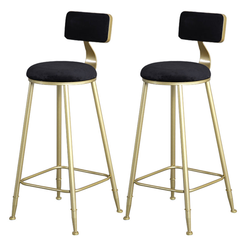 Glam Armless Backrest Counter Stool Steel Cafe Bar Stool with Velvet Cushion and Pedal Black 2 Piece Set Clearhalo 'Bar Furniture' 'Bar Stools' 'bar_stools' 'furn' 'furn_bar_stools' 'furniture_bar_stools' 'Kitchen & Dining Furniture' 'kitchen&dining_furn' 'kitchen' 'kitchen_furn' Furniture' 4587323