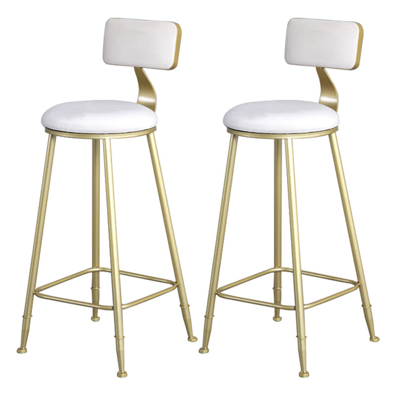 Glam Armless Backrest Counter Stool Steel Cafe Bar Stool with Velvet Cushion and Pedal White 2 Piece Set Clearhalo 'Bar Furniture' 'Bar Stools' 'bar_stools' 'furn' 'furn_bar_stools' 'furniture_bar_stools' 'Kitchen & Dining Furniture' 'kitchen&dining_furn' 'kitchen' 'kitchen_furn' Furniture' 4587324