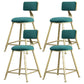 Glam Armless Backrest Counter Stool Steel Cafe Bar Stool with Velvet Cushion and Pedal Green 4 Piece Set Short Stool(18"H) Clearhalo 'Bar Furniture' 'Bar Stools' 'bar_stools' 'furn' 'furn_bar_stools' 'furniture_bar_stools' 'Kitchen & Dining Furniture' 'kitchen&dining_furn' 'kitchen' 'kitchen_furn' Furniture' 4587328