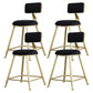 Glam Armless Backrest Counter Stool Steel Cafe Bar Stool with Velvet Cushion and Pedal Black 4 Piece Set Short Stool(18"H) Clearhalo 'Bar Furniture' 'Bar Stools' 'bar_stools' 'furn' 'furn_bar_stools' 'furniture_bar_stools' 'Kitchen & Dining Furniture' 'kitchen&dining_furn' 'kitchen' 'kitchen_furn' Furniture' 4587329