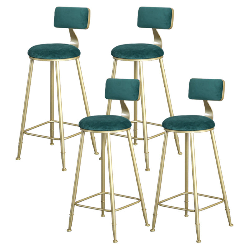 Glam Armless Backrest Counter Stool Steel Cafe Bar Stool with Velvet Cushion and Pedal Green 4 Piece Set Clearhalo 'Bar Furniture' 'Bar Stools' 'bar_stools' 'furn' 'furn_bar_stools' 'furniture_bar_stools' 'Kitchen & Dining Furniture' 'kitchen&dining_furn' 'kitchen' 'kitchen_furn' Furniture' 4587333