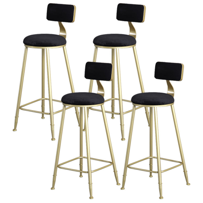 Glam Armless Backrest Counter Stool Steel Cafe Bar Stool with Velvet Cushion and Pedal Black 4 Piece Set Clearhalo 'Bar Furniture' 'Bar Stools' 'bar_stools' 'furn' 'furn_bar_stools' 'furniture_bar_stools' 'Kitchen & Dining Furniture' 'kitchen&dining_furn' 'kitchen' 'kitchen_furn' Furniture' 4587334