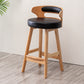 Contemporary Leather Solid Wood Barstools Bristol Bar Stool with Footrest and Low Back Black Counter Stool(26"H) Clearhalo 'Bar Furniture' 'Bar Stools' 'bar_stools' 'furn' 'furn_bar_stools' 'furniture_bar_stools' 'Kitchen & Dining Furniture' 'kitchen&dining_furn' 'kitchen' 'kitchen_furn' Furniture' 4587343