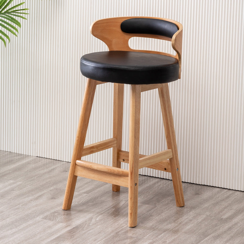 Contemporary Leather Solid Wood Barstools Bristol Bar Stool with Footrest and Low Back Black Counter Stool(26"H) Clearhalo 'Bar Furniture' 'Bar Stools' 'bar_stools' 'furn' 'furn_bar_stools' 'furniture_bar_stools' 'Kitchen & Dining Furniture' 'kitchen&dining_furn' 'kitchen' 'kitchen_furn' Furniture' 4587343