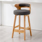 Contemporary Leather Solid Wood Barstools Bristol Bar Stool with Footrest and Low Back Smoke Gray Counter Stool(26"H) Clearhalo 'Bar Furniture' 'Bar Stools' 'bar_stools' 'furn' 'furn_bar_stools' 'furniture_bar_stools' 'Kitchen & Dining Furniture' 'kitchen&dining_furn' 'kitchen' 'kitchen_furn' Furniture' 4587347