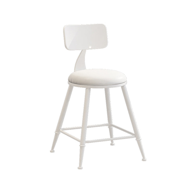 Modern Armless Backrest Counter Stool Iron Dessert Shop Bar Stool with Leather Cushion White 1 Piece Short Stool(18"H) Clearhalo 'Bar Furniture' 'Bar Stools' 'bar_stools' 'furn' 'furn_bar_stools' 'furniture_bar_stools' 'Kitchen & Dining Furniture' 'kitchen&dining_furn' 'kitchen' 'kitchen_furn' Furniture' 4587370