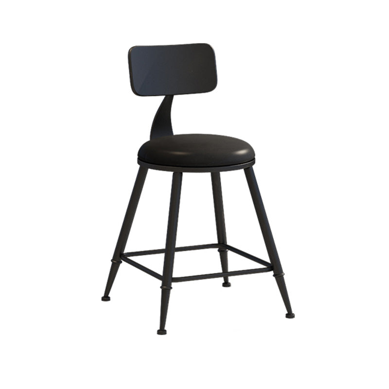 Modern Armless Backrest Counter Stool Iron Dessert Shop Bar Stool with Leather Cushion Black 1 Piece Short Stool(18"H) Clearhalo 'Bar Furniture' 'Bar Stools' 'bar_stools' 'furn' 'furn_bar_stools' 'furniture_bar_stools' 'Kitchen & Dining Furniture' 'kitchen&dining_furn' 'kitchen' 'kitchen_furn' Furniture' 4587372