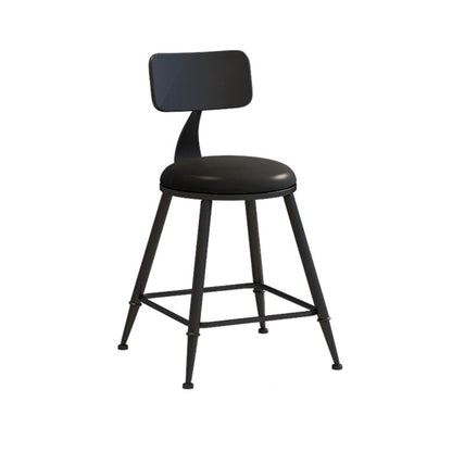 Modern Armless Backrest Counter Stool Iron Dessert Shop Bar Stool with Leather Cushion Black 1 Piece Short Stool(18"H) Clearhalo 'Bar Furniture' 'Bar Stools' 'bar_stools' 'furn' 'furn_bar_stools' 'furniture_bar_stools' 'Kitchen & Dining Furniture' 'kitchen&dining_furn' 'kitchen' 'kitchen_furn' Furniture' 4587372