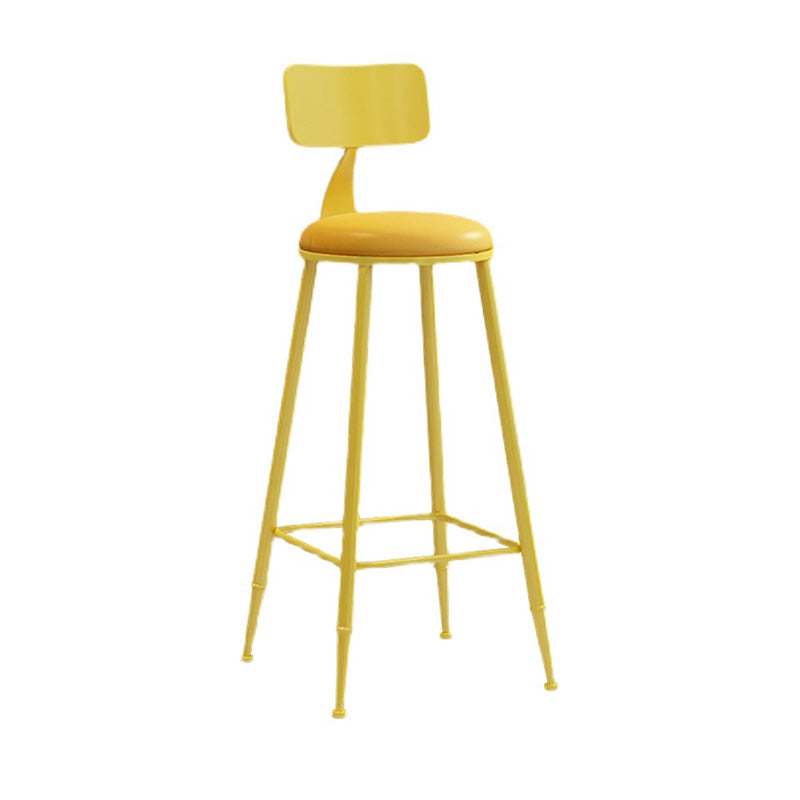 Modern Armless Backrest Counter Stool Iron Dessert Shop Bar Stool with Leather Cushion Clearhalo 'Bar Furniture' 'Bar Stools' 'bar_stools' 'furn' 'furn_bar_stools' 'furniture_bar_stools' 'Kitchen & Dining Furniture' 'kitchen&dining_furn' 'kitchen' 'kitchen_furn' Furniture' 4587374
