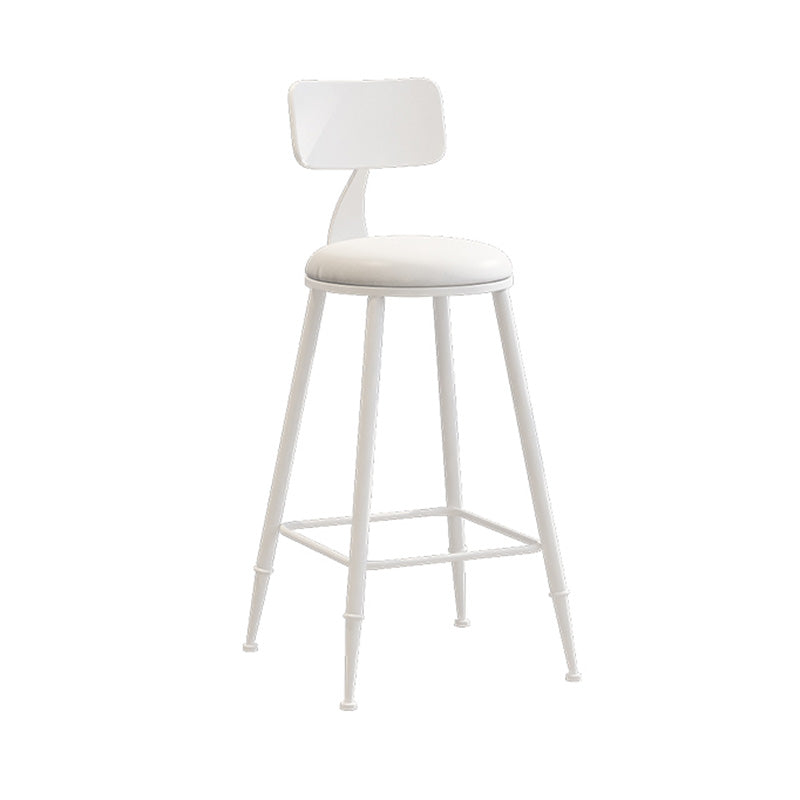 Modern Armless Backrest Counter Stool Iron Dessert Shop Bar Stool with Leather Cushion White 1 Piece Counter Stool(26"H) Clearhalo 'Bar Furniture' 'Bar Stools' 'bar_stools' 'furn' 'furn_bar_stools' 'furniture_bar_stools' 'Kitchen & Dining Furniture' 'kitchen&dining_furn' 'kitchen' 'kitchen_furn' Furniture' 4587379