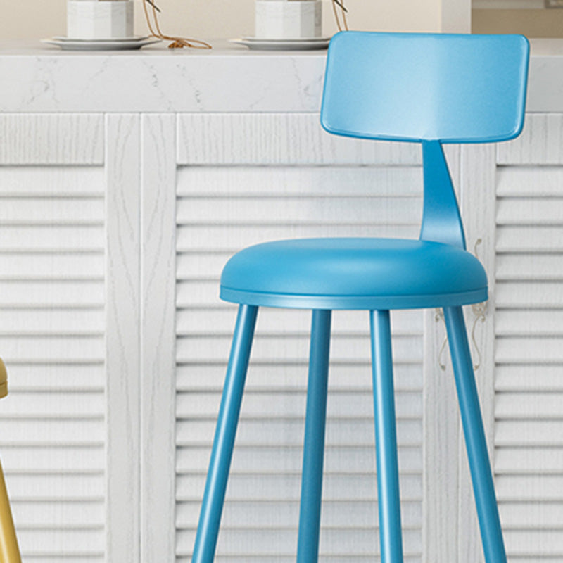 Modern Armless Backrest Counter Stool Iron Dessert Shop Bar Stool with Leather Cushion Clearhalo 'Bar Furniture' 'Bar Stools' 'bar_stools' 'furn' 'furn_bar_stools' 'furniture_bar_stools' 'Kitchen & Dining Furniture' 'kitchen&dining_furn' 'kitchen' 'kitchen_furn' Furniture' 4587380