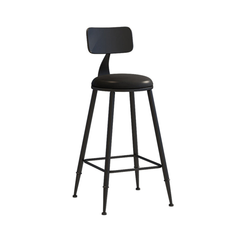 Modern Armless Backrest Counter Stool Iron Dessert Shop Bar Stool with Leather Cushion Black 1 Piece Counter Stool(26"H) Clearhalo 'Bar Furniture' 'Bar Stools' 'bar_stools' 'furn' 'furn_bar_stools' 'furniture_bar_stools' 'Kitchen & Dining Furniture' 'kitchen&dining_furn' 'kitchen' 'kitchen_furn' Furniture' 4587381