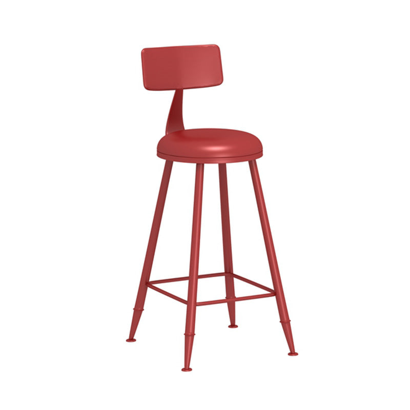 Modern Armless Backrest Counter Stool Iron Dessert Shop Bar Stool with Leather Cushion Red 1 Piece Clearhalo 'Bar Furniture' 'Bar Stools' 'bar_stools' 'furn' 'furn_bar_stools' 'furniture_bar_stools' 'Kitchen & Dining Furniture' 'kitchen&dining_furn' 'kitchen' 'kitchen_furn' Furniture' 4587383