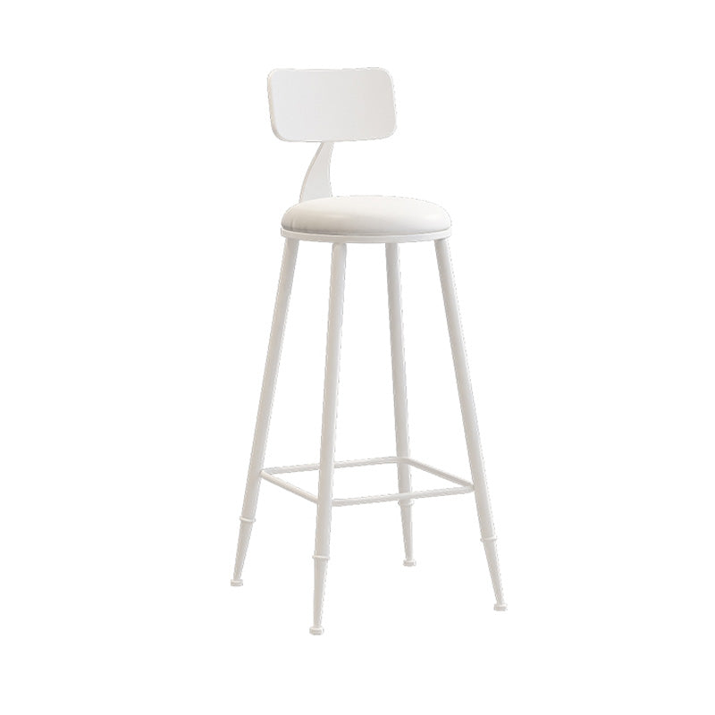 Modern Armless Backrest Counter Stool Iron Dessert Shop Bar Stool with Leather Cushion White 1 Piece Bar Stool(30"H) Clearhalo 'Bar Furniture' 'Bar Stools' 'bar_stools' 'furn' 'furn_bar_stools' 'furniture_bar_stools' 'Kitchen & Dining Furniture' 'kitchen&dining_furn' 'kitchen' 'kitchen_furn' Furniture' 4587386